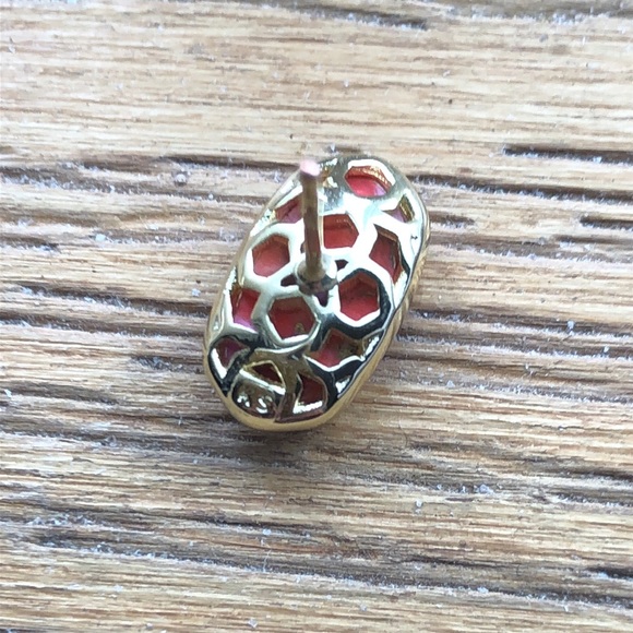 Kendra Scott Grayson Bronze Veined Red Fuchsia Magnesite Stud Earrings NWT - Picture 12 of 14